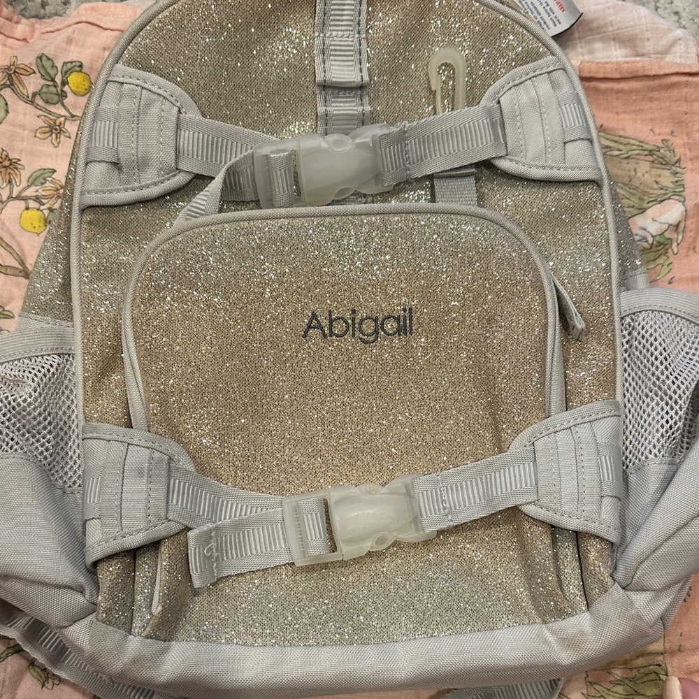 ✨Pottery Barn Kids Glittery Gold Backpack + lunch box ✨